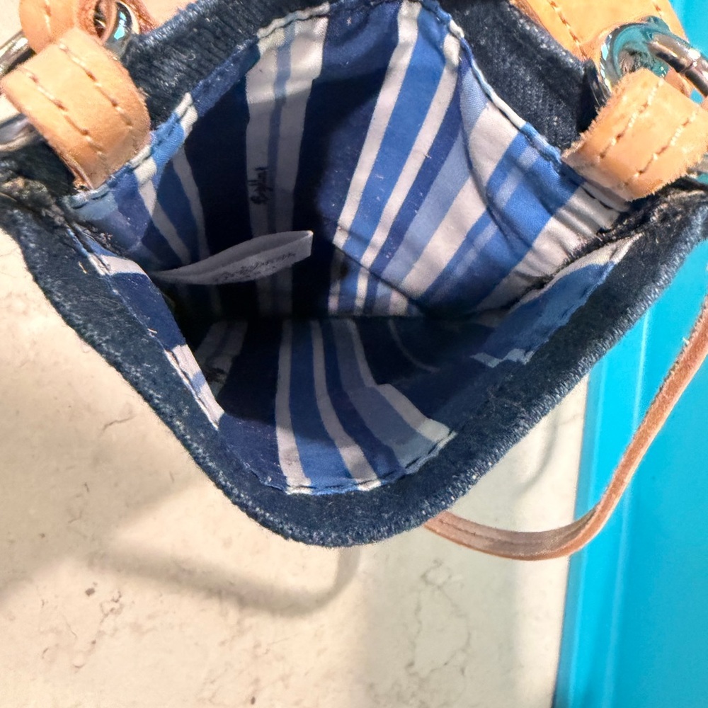Brighton Denim Cat Crossbody Bag with Tan Accents - Picture 3 of 4